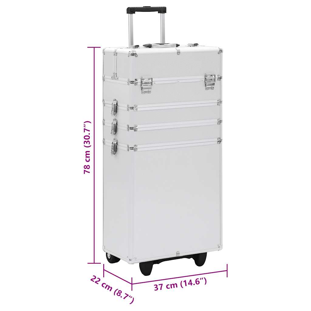 makeupkuffert aluminium sølvfarvet