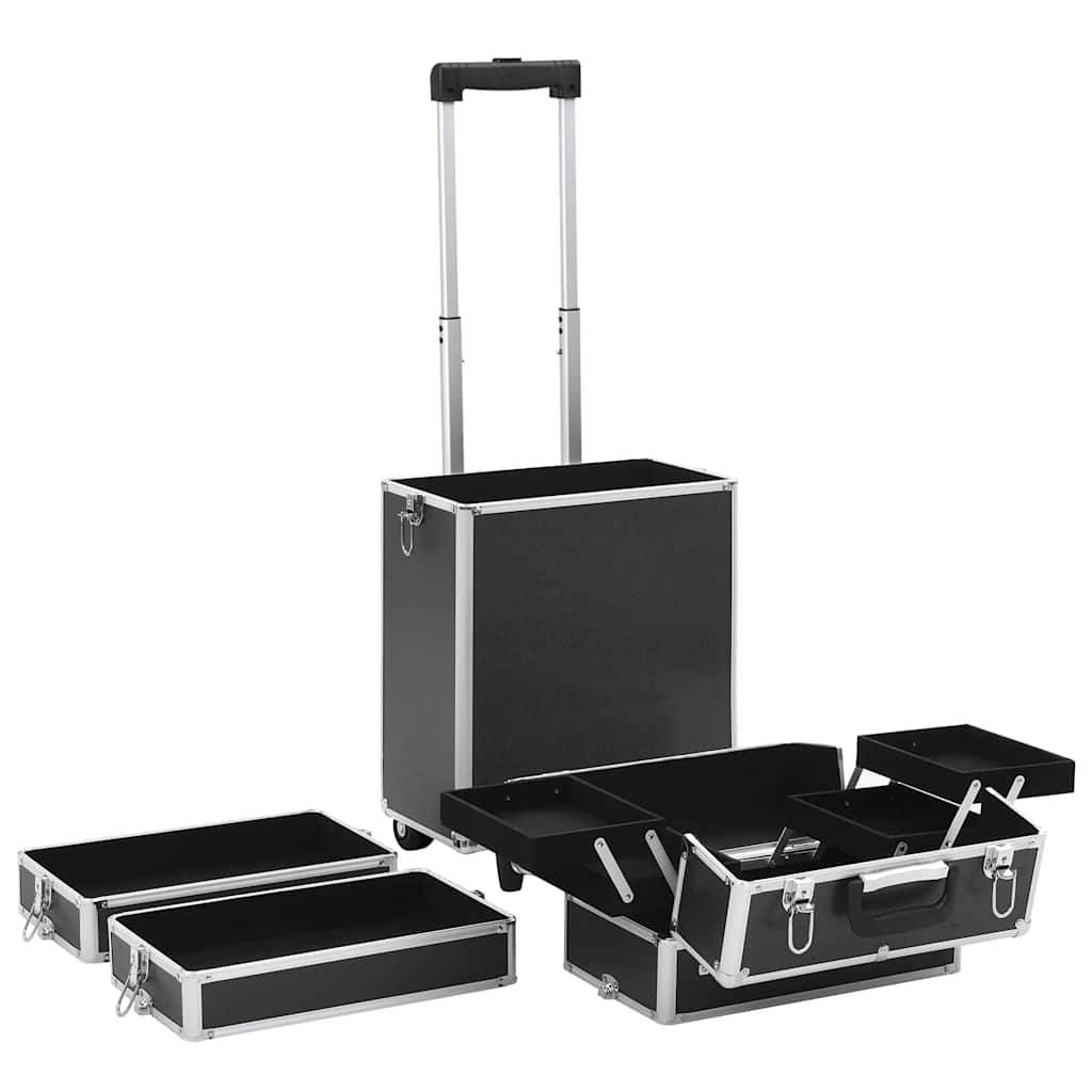 makeupkuffert aluminium sort