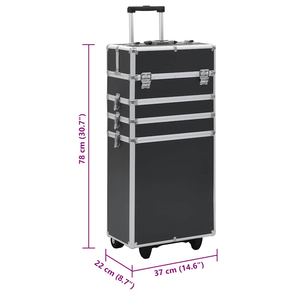 makeupkuffert aluminium sort