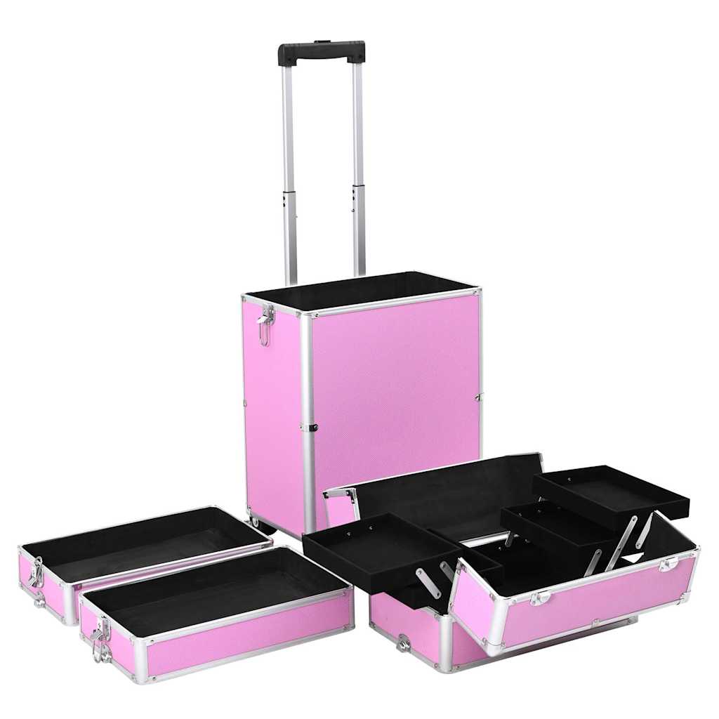 makeupkuffert aluminium pink