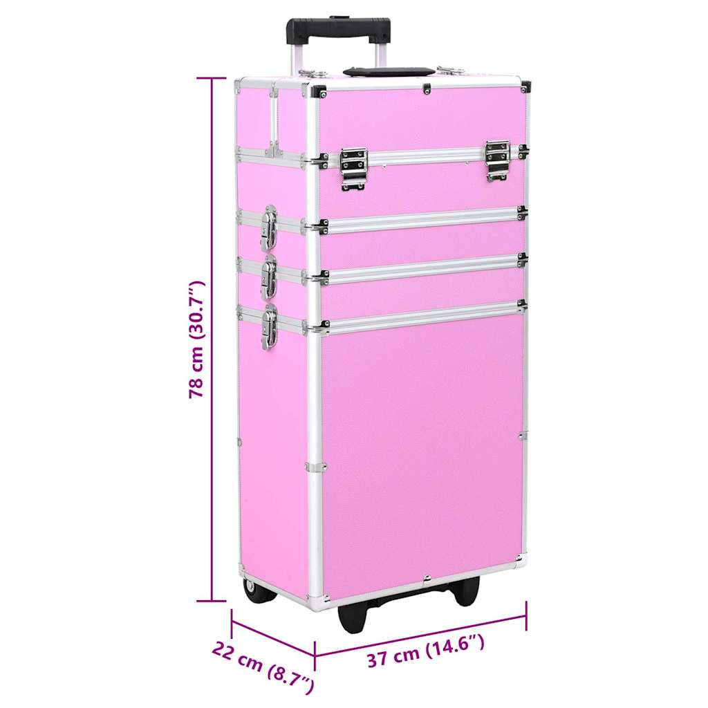 makeupkuffert aluminium pink