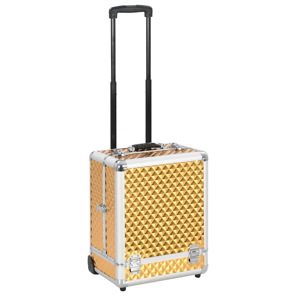 makeupkuffert 35 x 29 x 45 cm aluminium guldfarvet