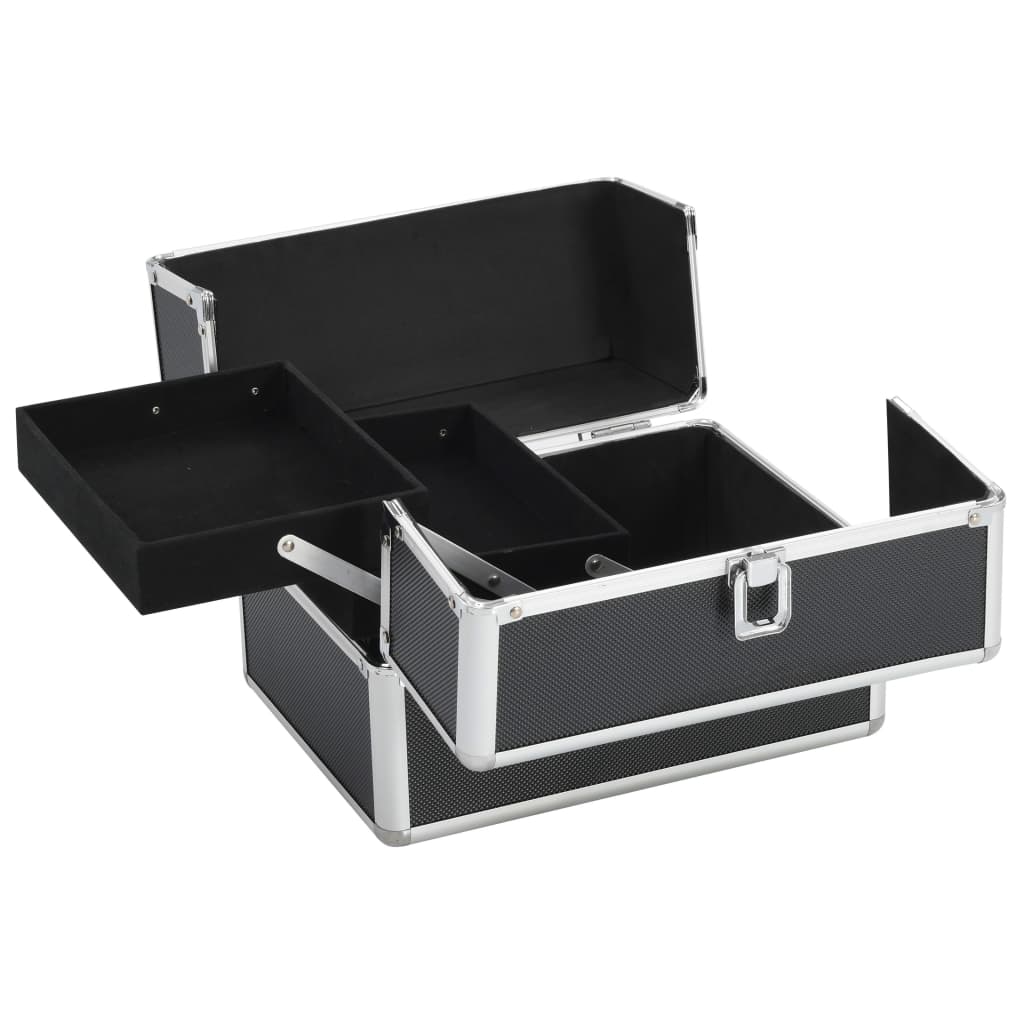 makeupkuffert 22 x 30 x 21 cm sort aluminium