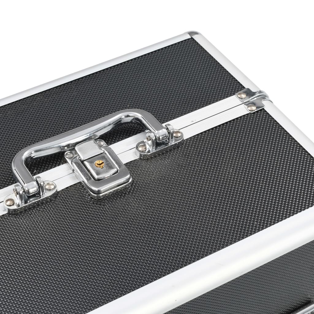 makeupkuffert 22 x 30 x 21 cm sort aluminium