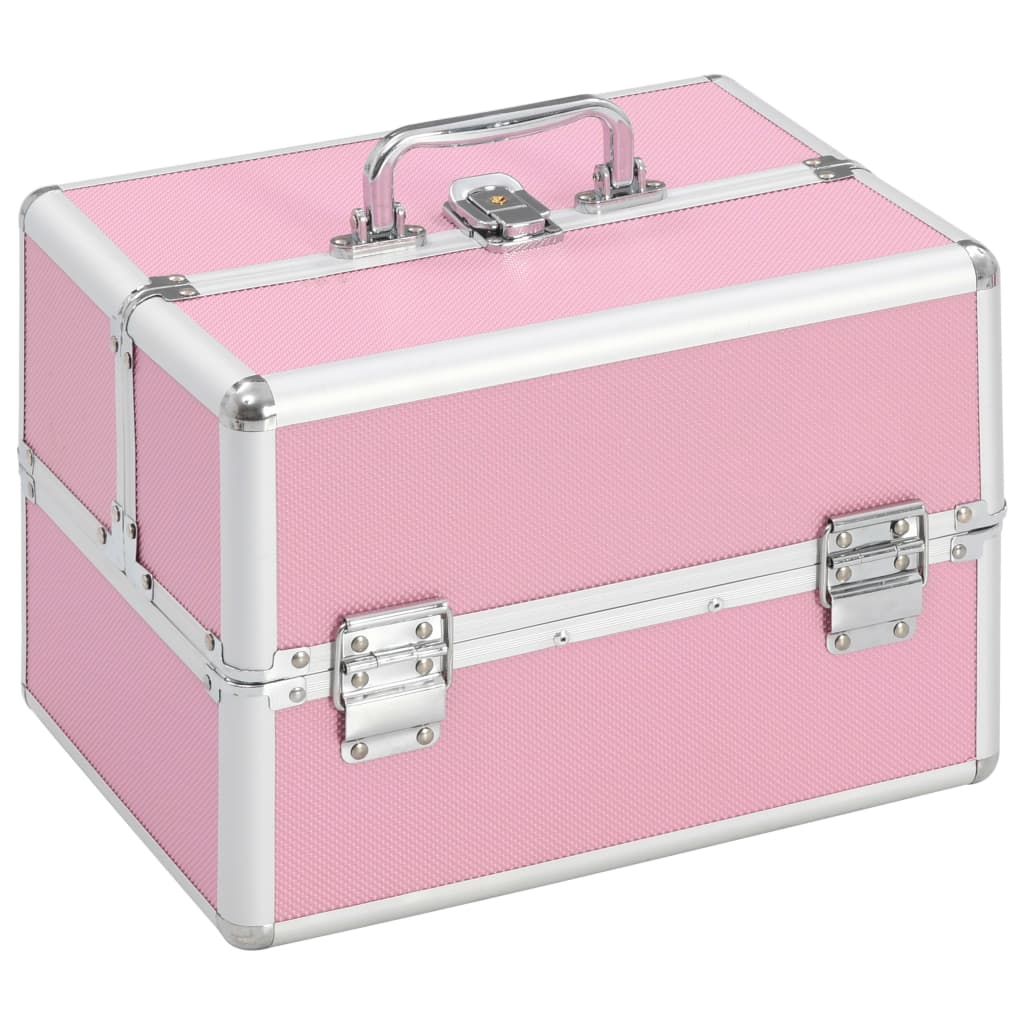 makeupkuffert 22 x 30 x 21 cm pink aluminium