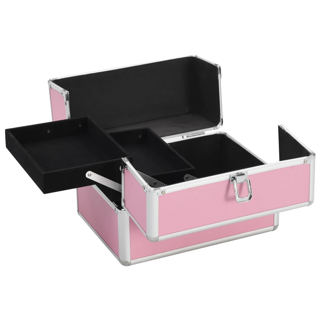 makeupkuffert 22 x 30 x 21 cm pink aluminium