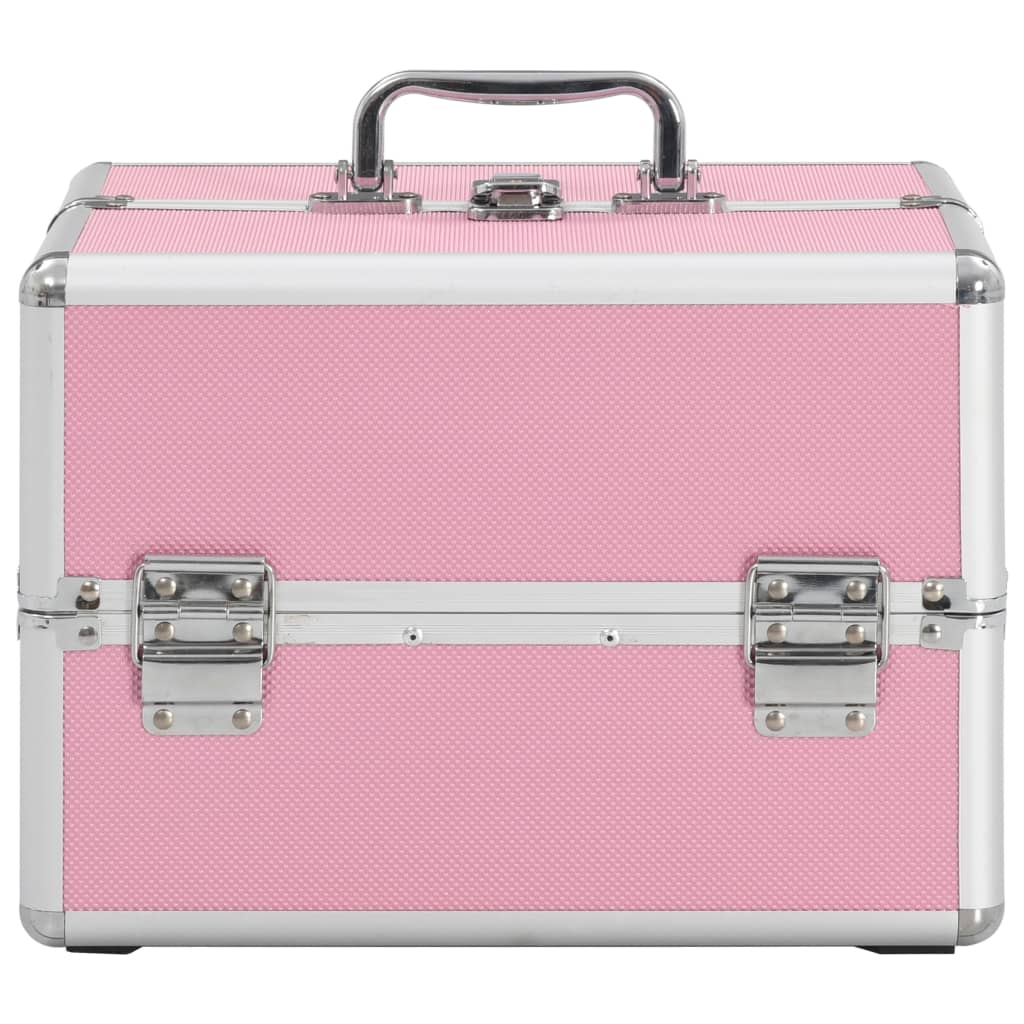 makeupkuffert 22 x 30 x 21 cm pink aluminium