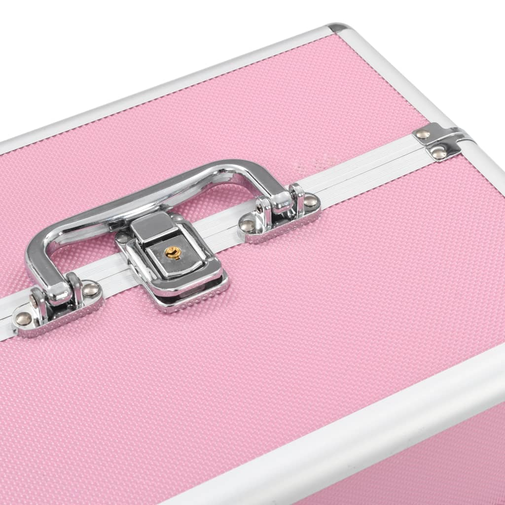 makeupkuffert 22 x 30 x 21 cm pink aluminium