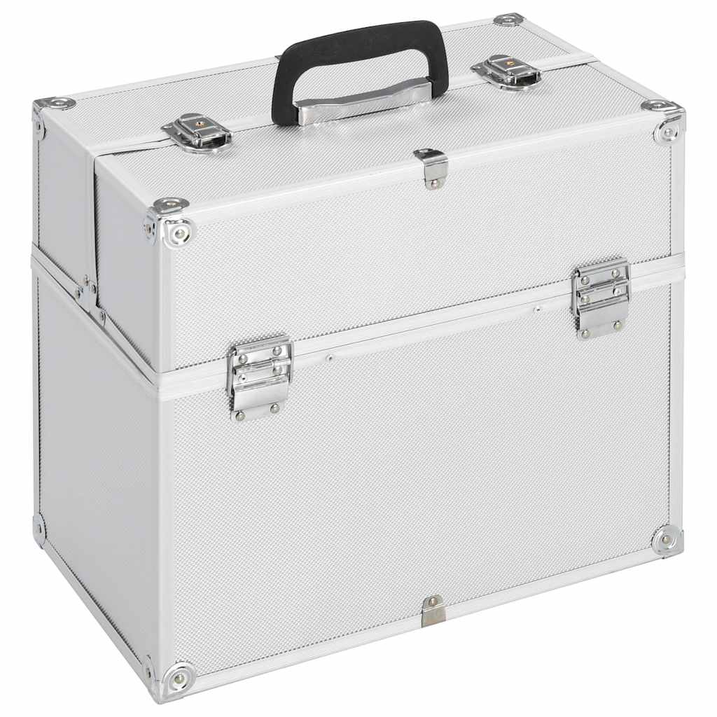 makeupkuffert 38x23x34 cm sølvfarvet aluminium