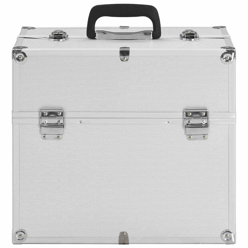makeupkuffert 38x23x34 cm sølvfarvet aluminium