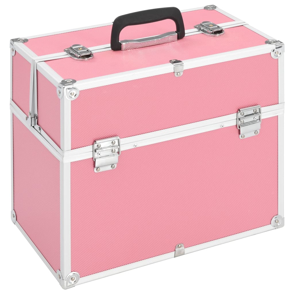 makeupkuffert 38x23x34 cm pink aluminium