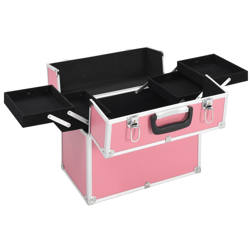makeupkuffert 38x23x34 cm pink aluminium