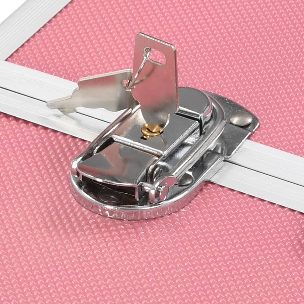 makeupkuffert 38x23x34 cm pink aluminium