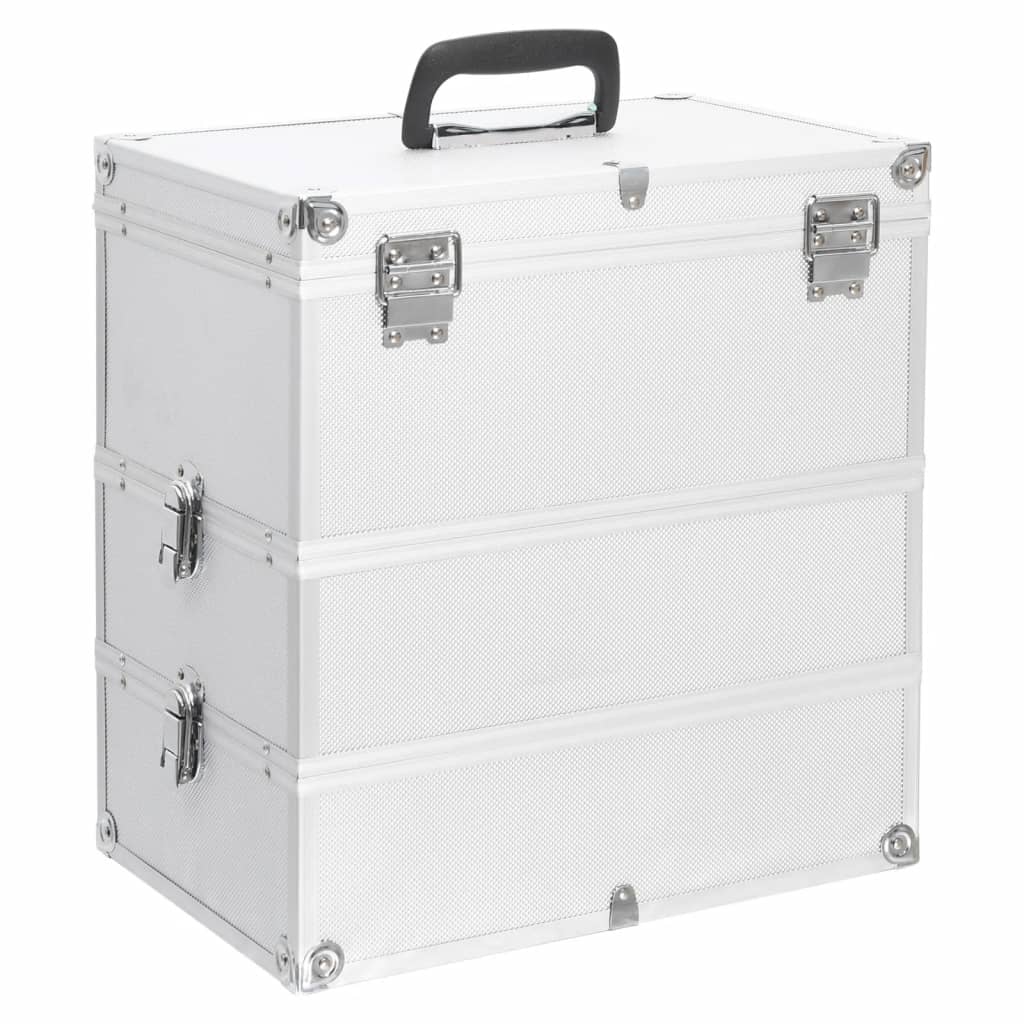 makeupkuffert 37 x 24 x 40 cm sølvfarvet aluminium