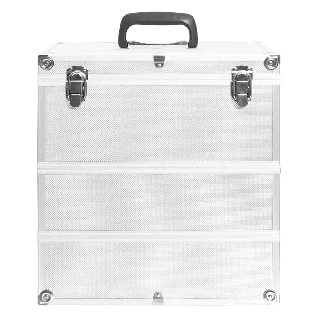 makeupkuffert 37 x 24 x 40 cm sølvfarvet aluminium