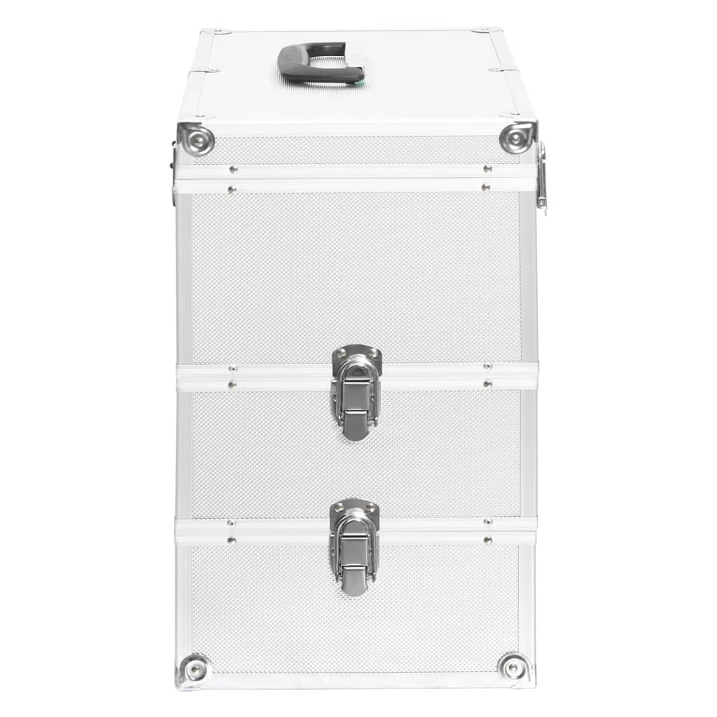 makeupkuffert 37 x 24 x 40 cm sølvfarvet aluminium