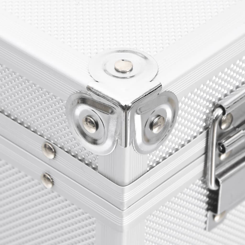 makeupkuffert 37 x 24 x 40 cm sølvfarvet aluminium