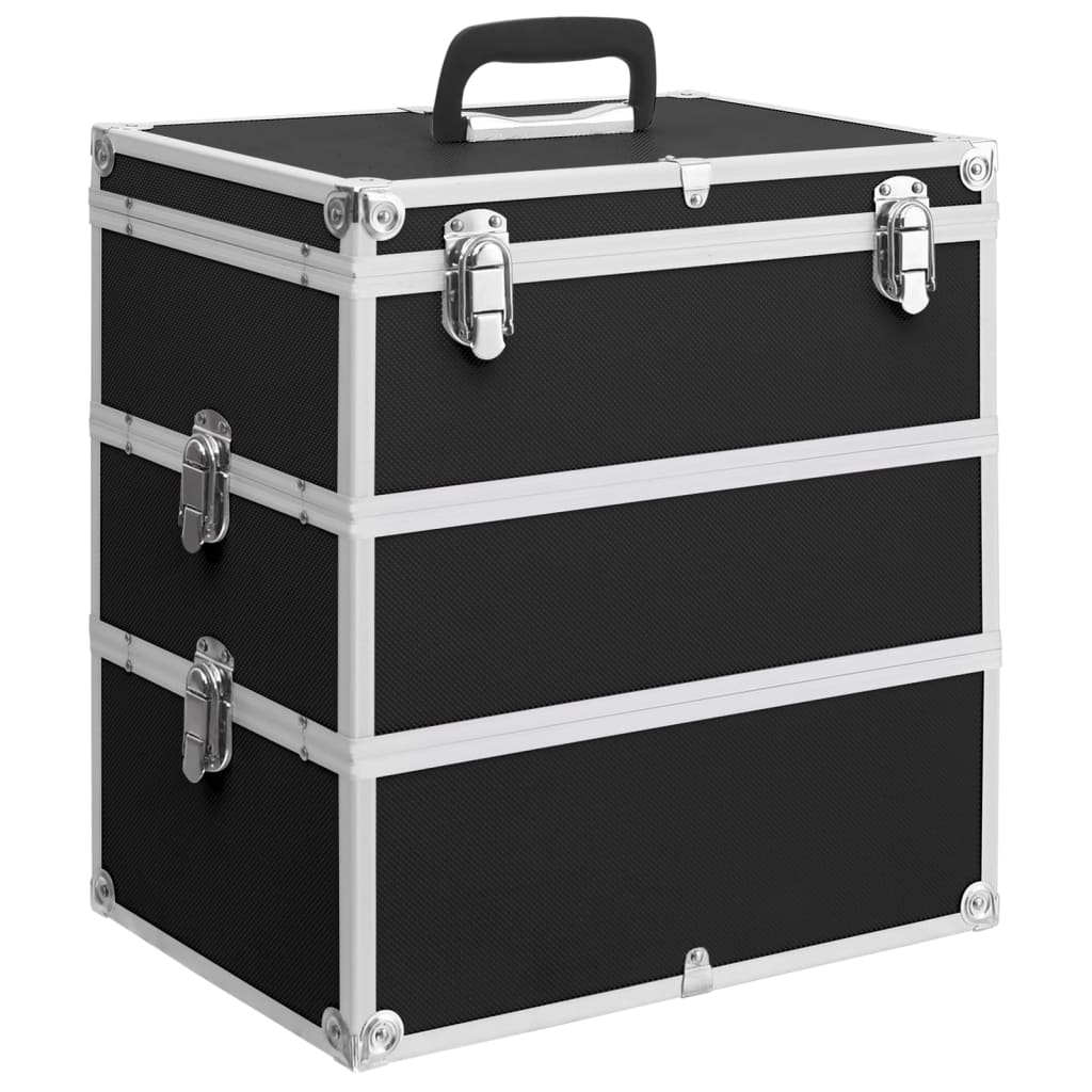makeupkuffert 37 x 24 x 40 cm sort aluminium