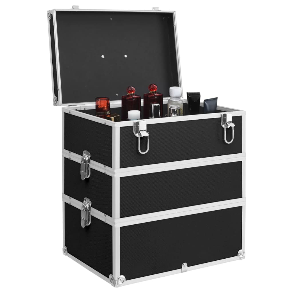 makeupkuffert 37 x 24 x 40 cm sort aluminium