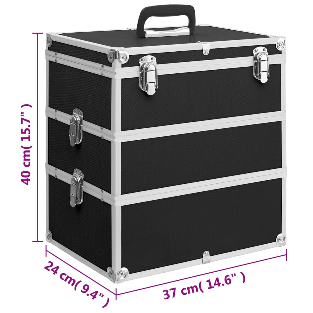 makeupkuffert 37 x 24 x 40 cm sort aluminium