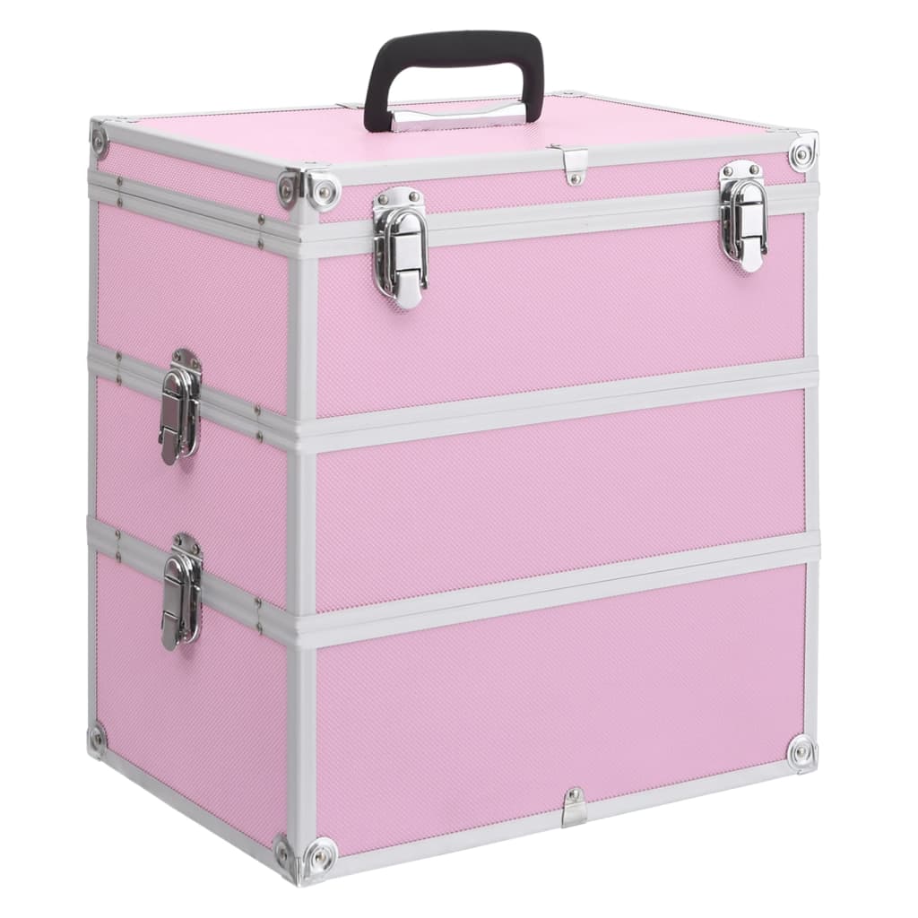 makeupkuffert 37 x 24 x 40 cm pink aluminium