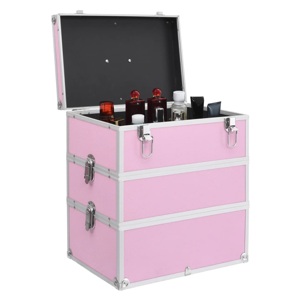 makeupkuffert 37 x 24 x 40 cm pink aluminium