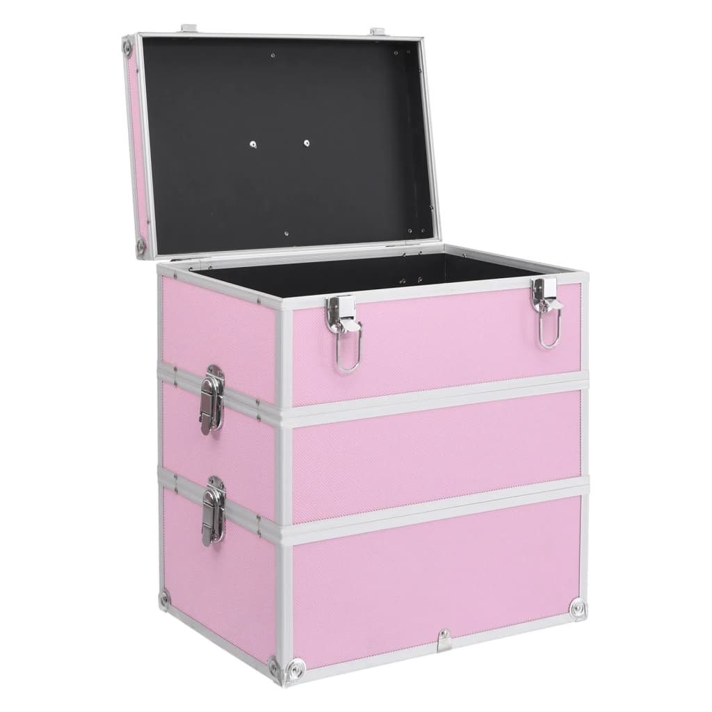 makeupkuffert 37 x 24 x 40 cm pink aluminium