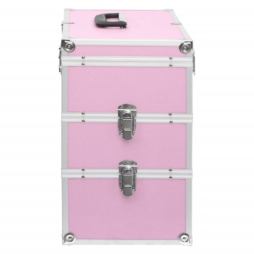makeupkuffert 37 x 24 x 40 cm pink aluminium