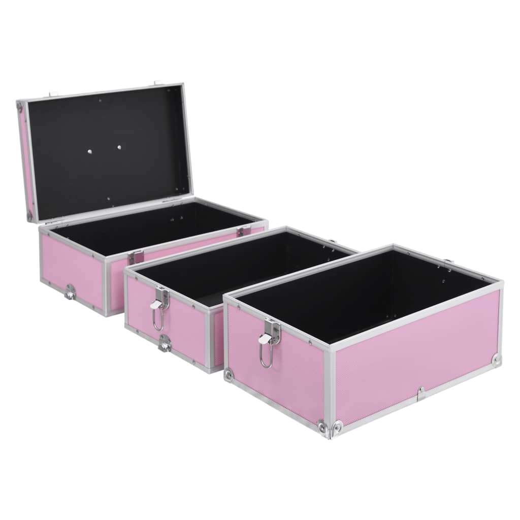 makeupkuffert 37 x 24 x 40 cm pink aluminium