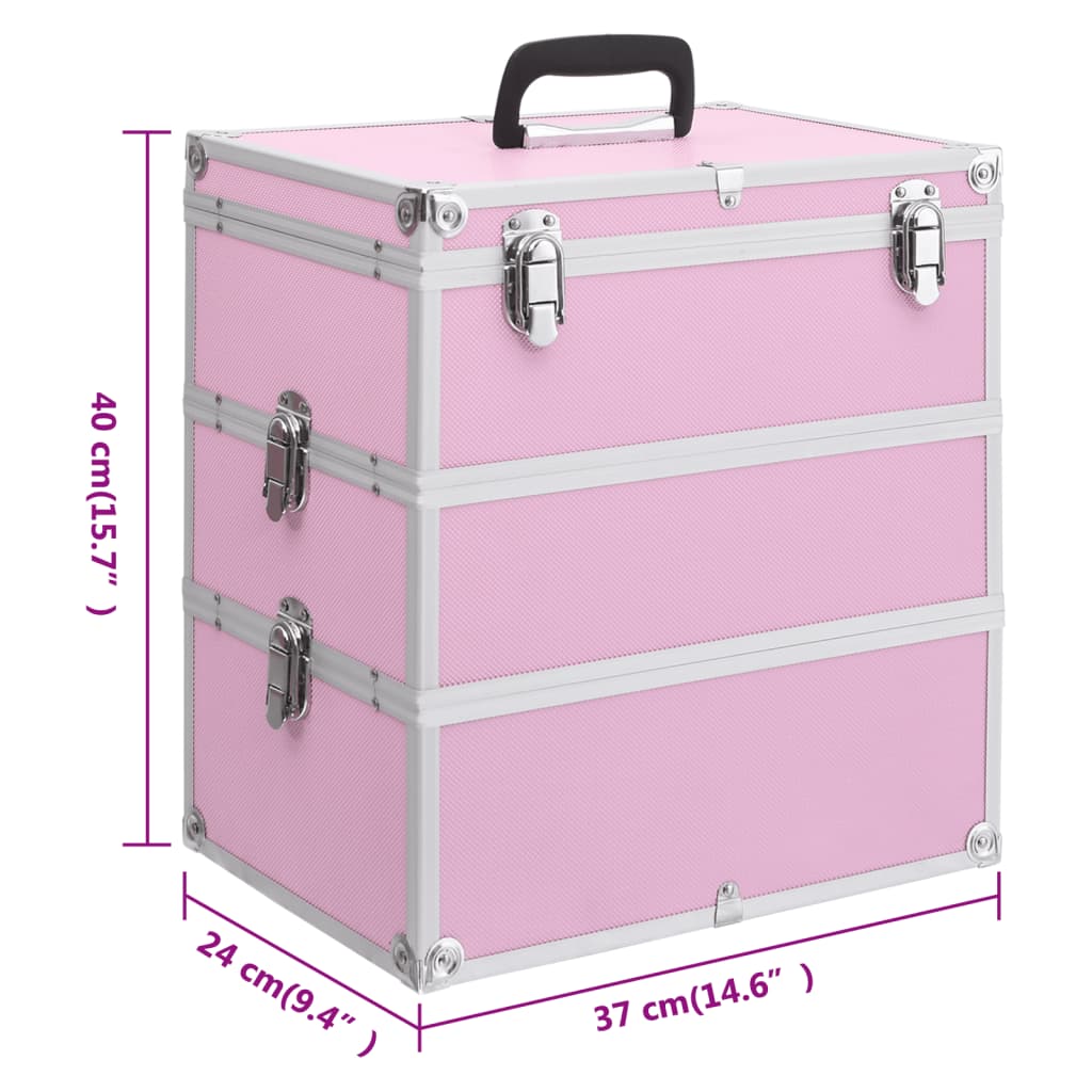 makeupkuffert 37 x 24 x 40 cm pink aluminium
