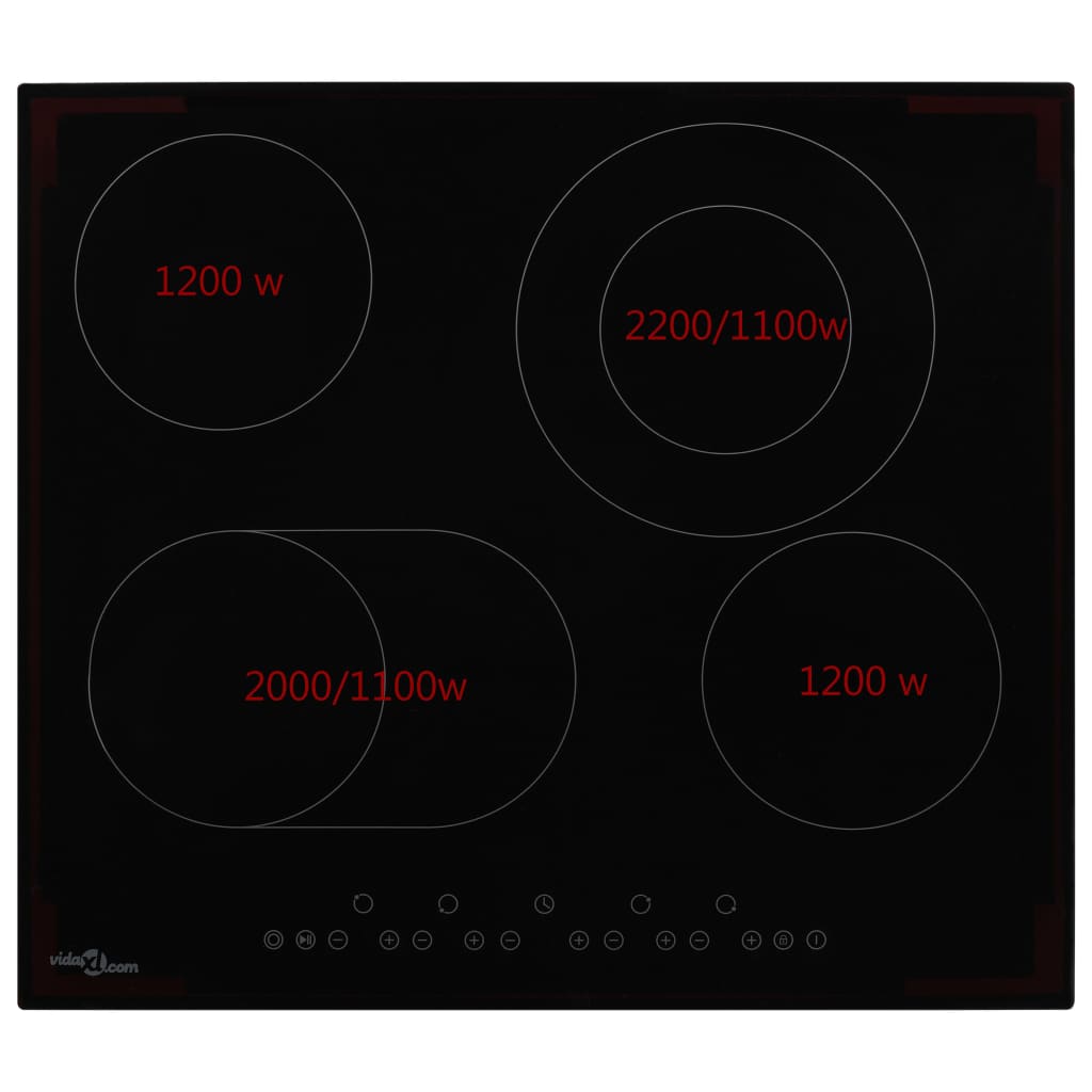 keramisk kogeplade med 4 varmezoner touch-panel 6600 W