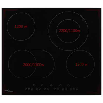 keramisk kogeplade med 4 varmezoner touch-panel 6600 W