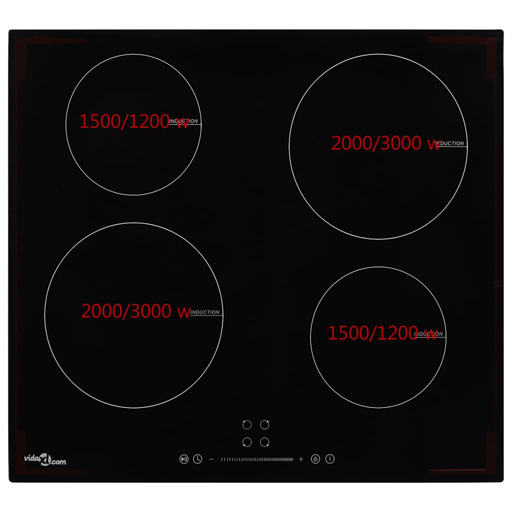 induktionskogeplade med 4 brændere Touch Control glas 7000 W