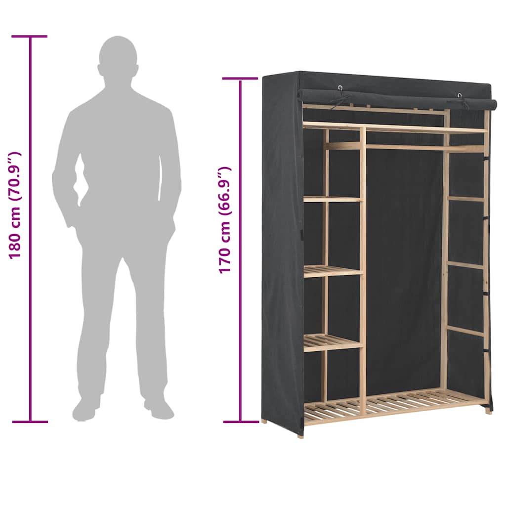 klædeskab 110 x 40 x 170 cm stof grå