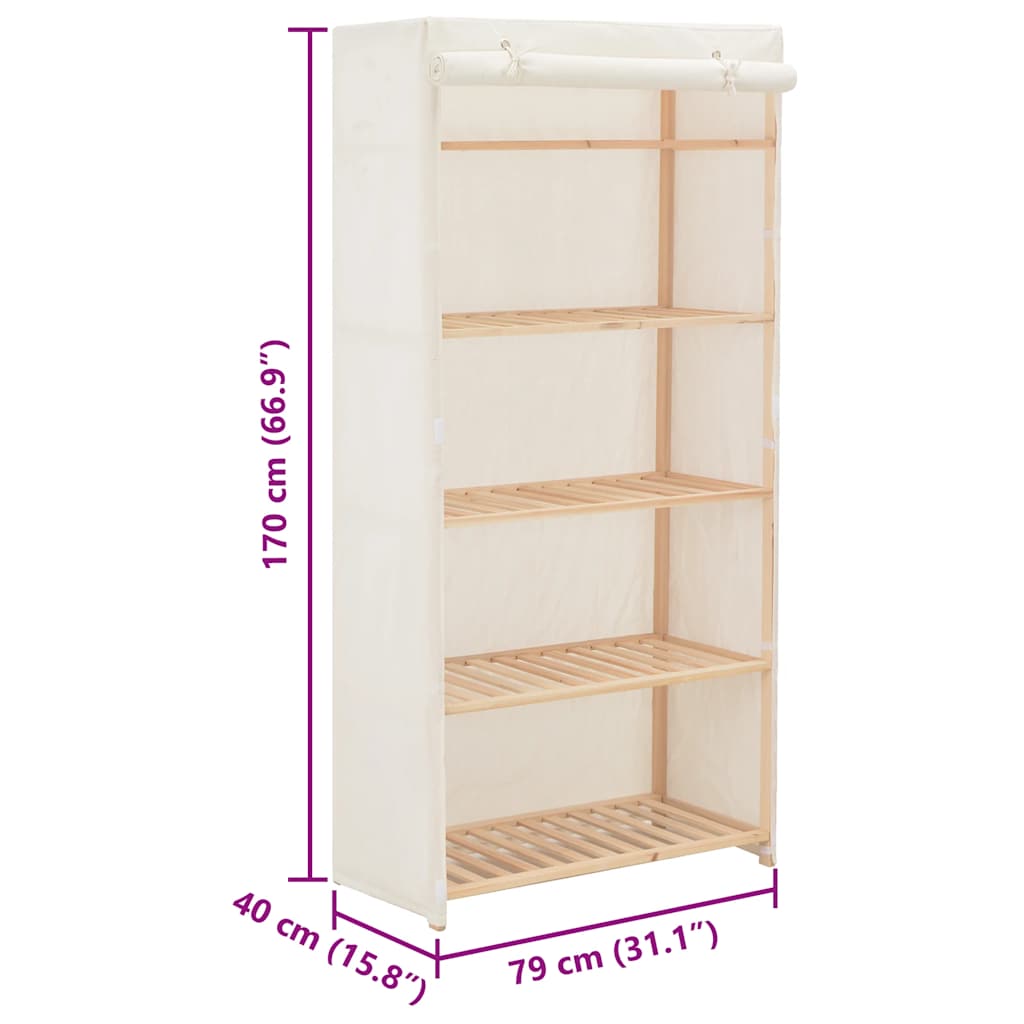 klædeskab 79x40x170 cm stof hvid