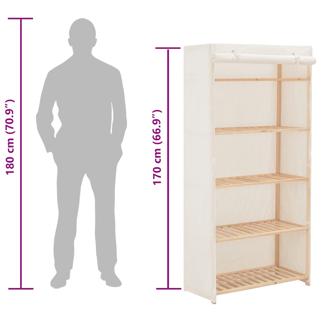 klædeskab 79x40x170 cm stof hvid