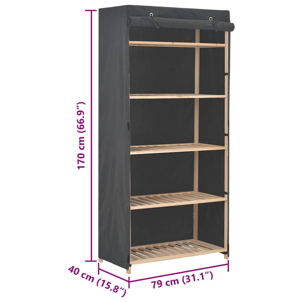 klædeskab 79 x 40 x 170 cm stof grå