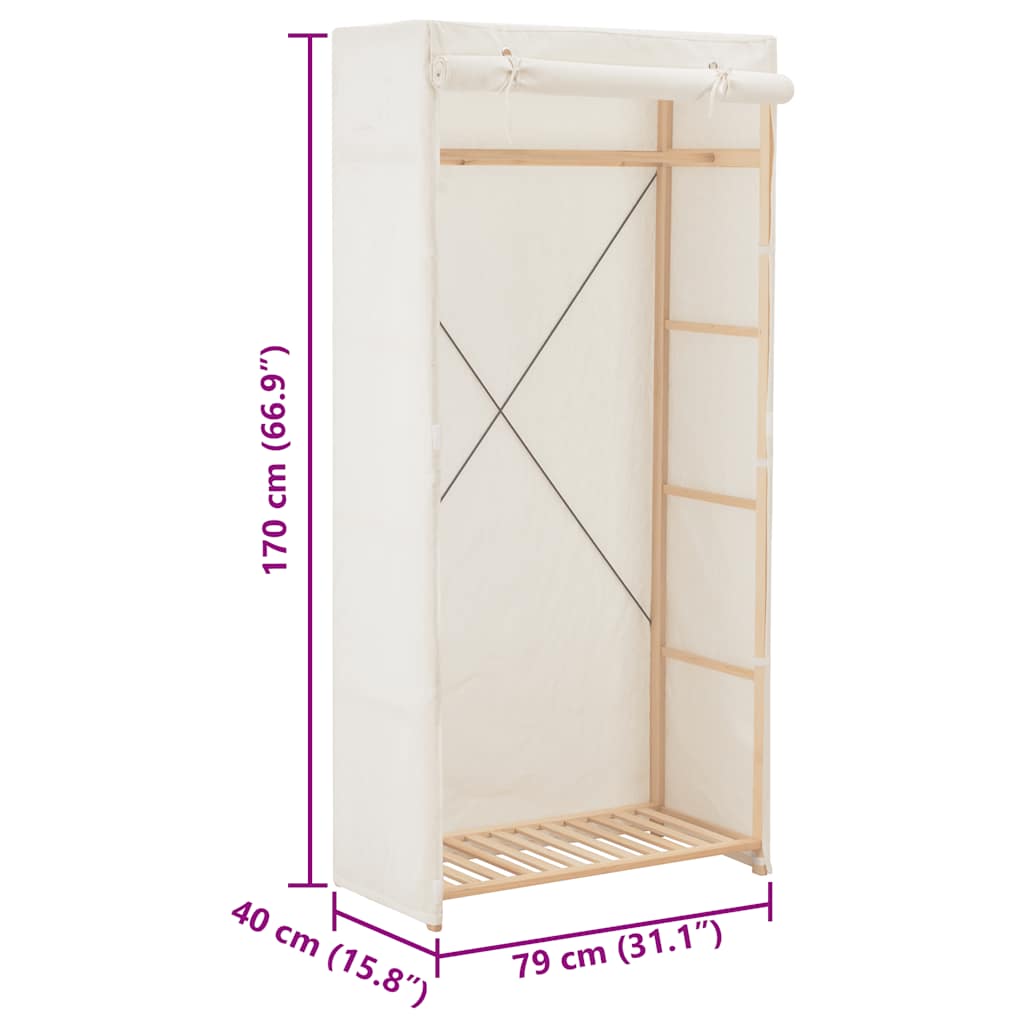 klædeskab 79 x 40 x 170 cm stof hvid