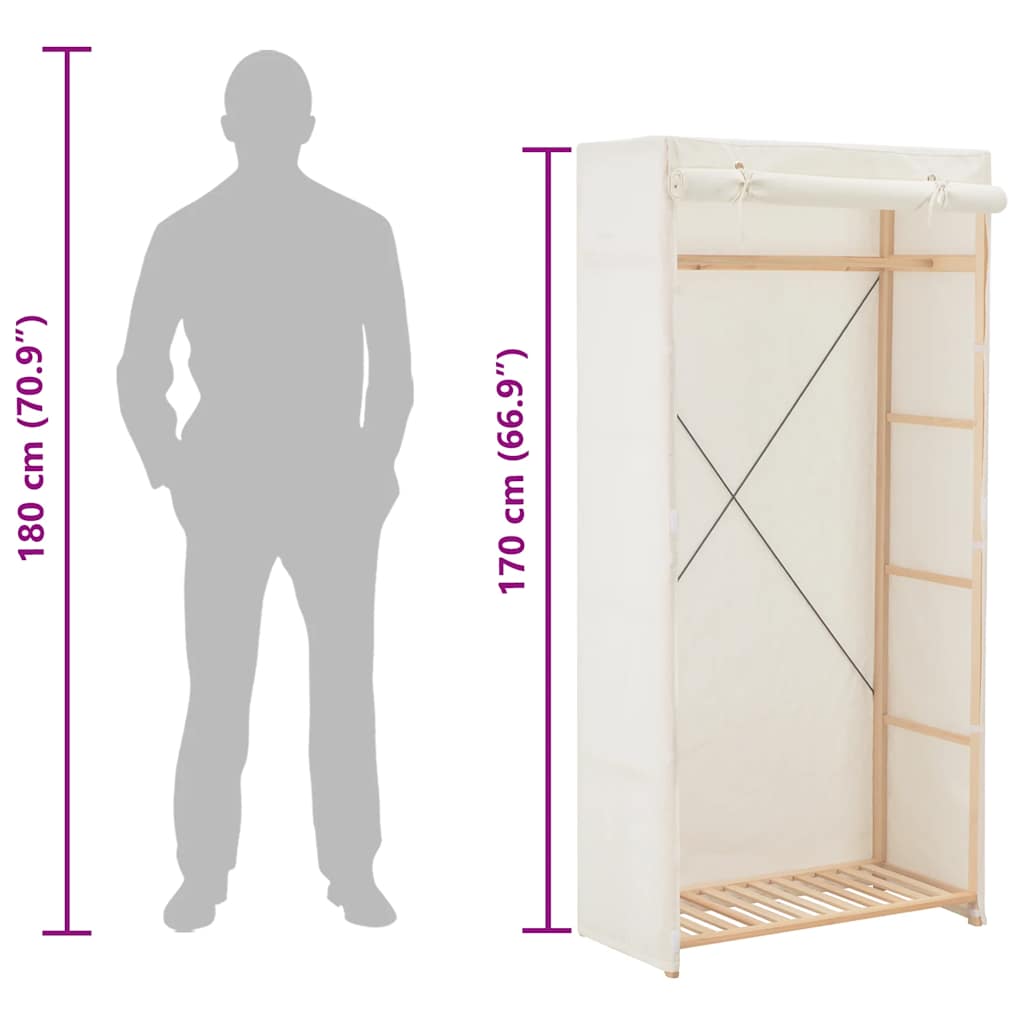 klædeskab 79 x 40 x 170 cm stof hvid