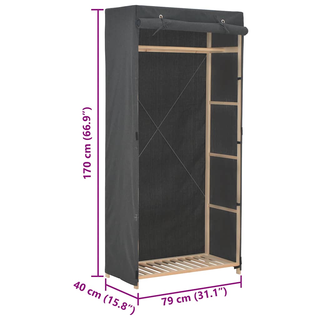 klædeskab 79 x 40 x 170 cm stof grå