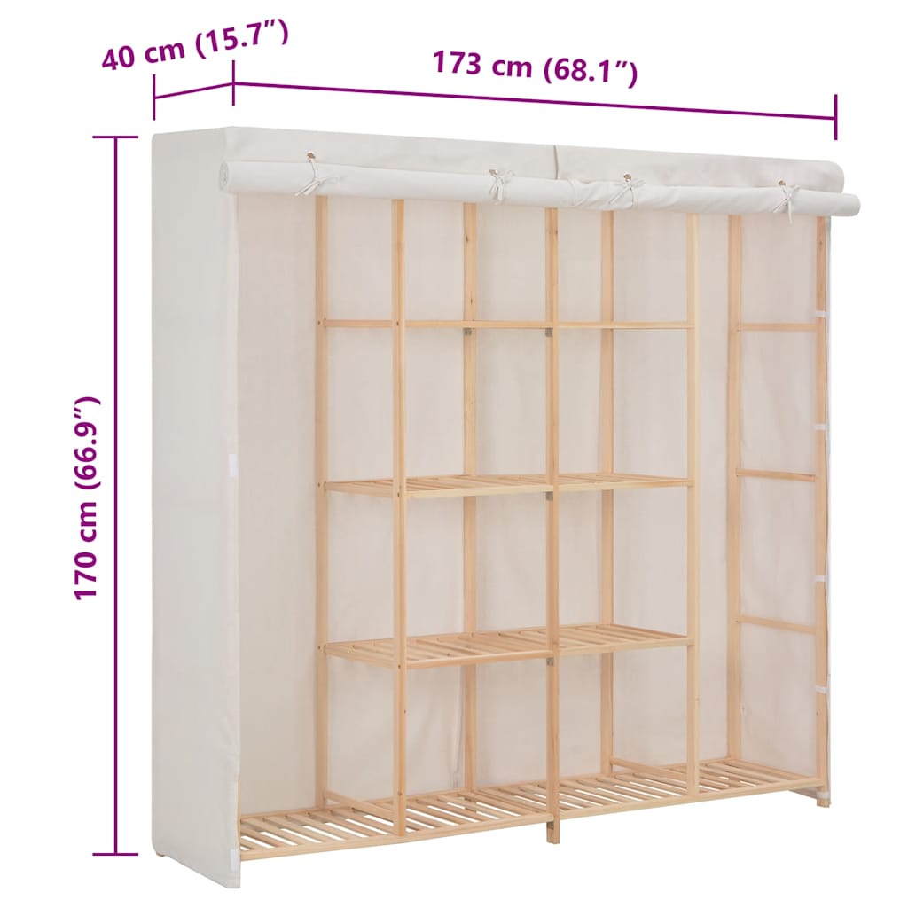 klædeskab 173 x 40 x 170 cm stof hvid