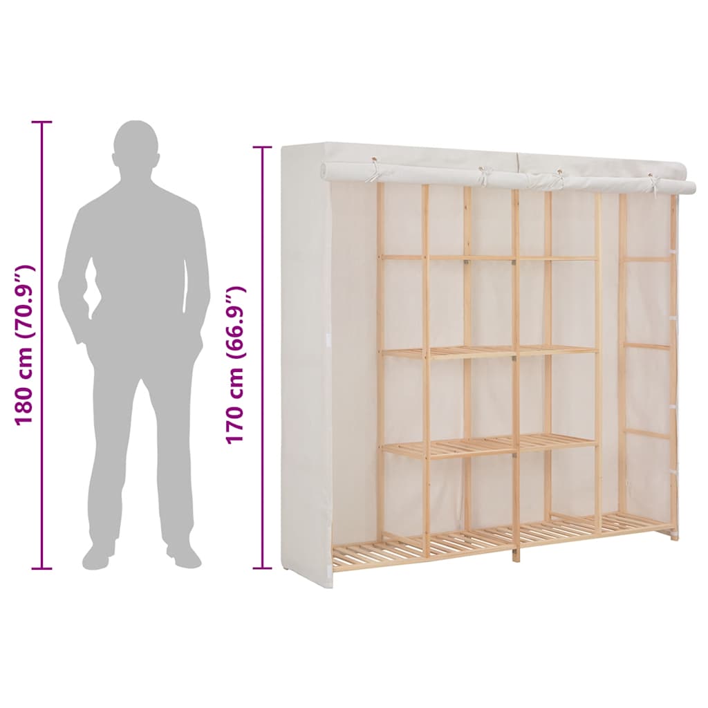 klædeskab 173 x 40 x 170 cm stof hvid