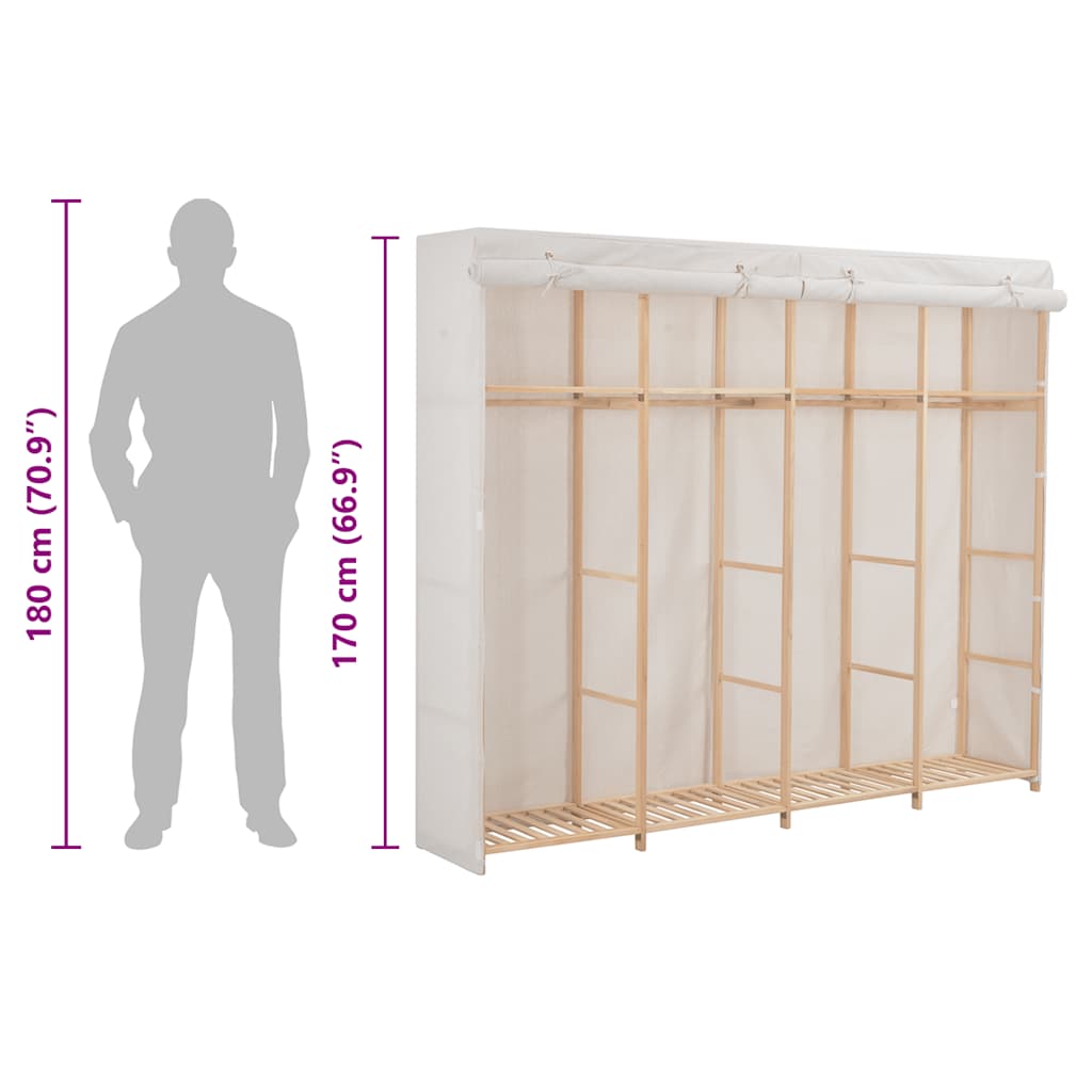 klædeskab 200 x 40 x 170 cm stof hvid