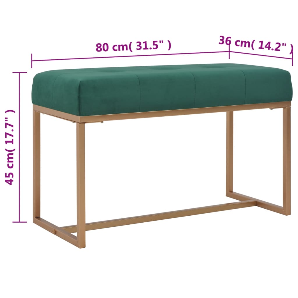 bænk i fløjl 80 cm grøn
