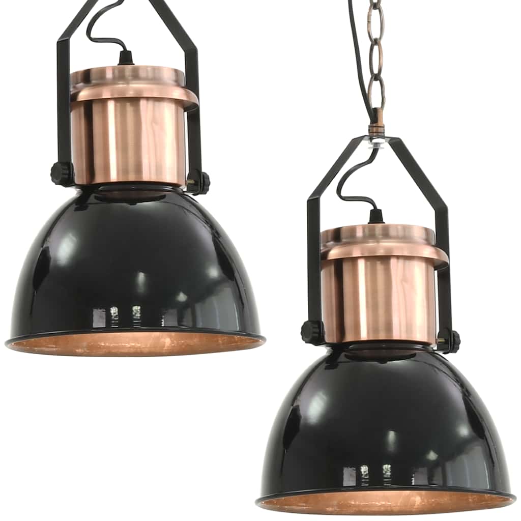 loftslampe 2 stk. rund E27 sort