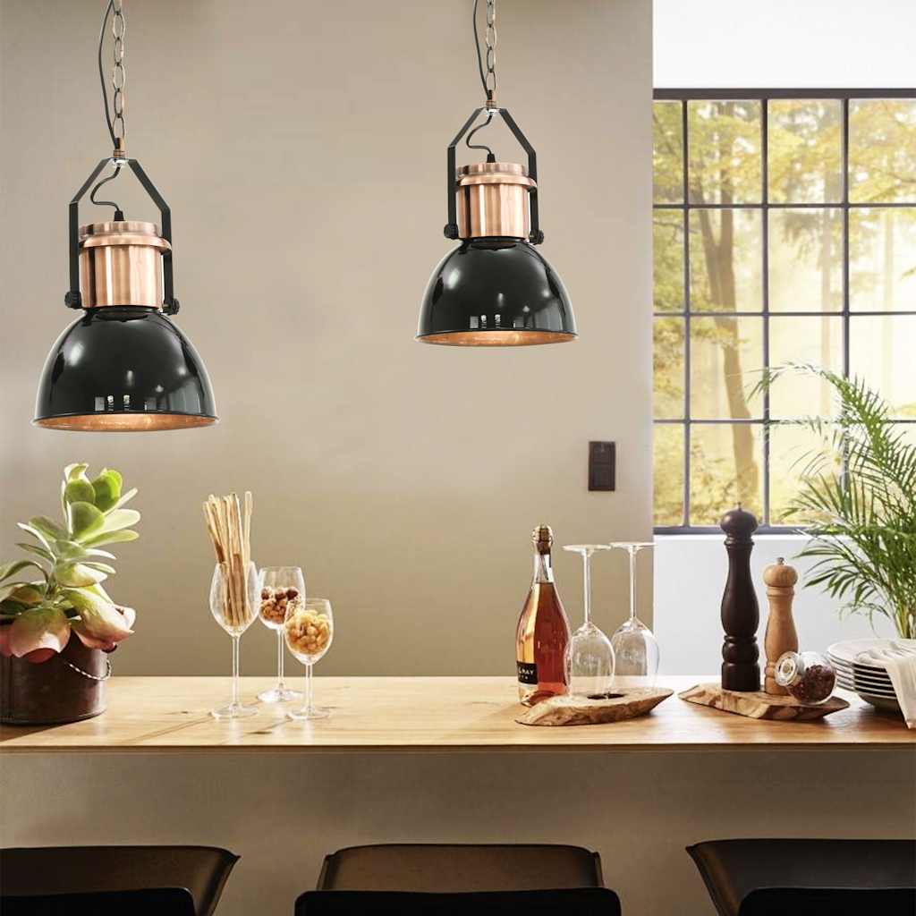 loftslampe 2 stk. rund E27 sort