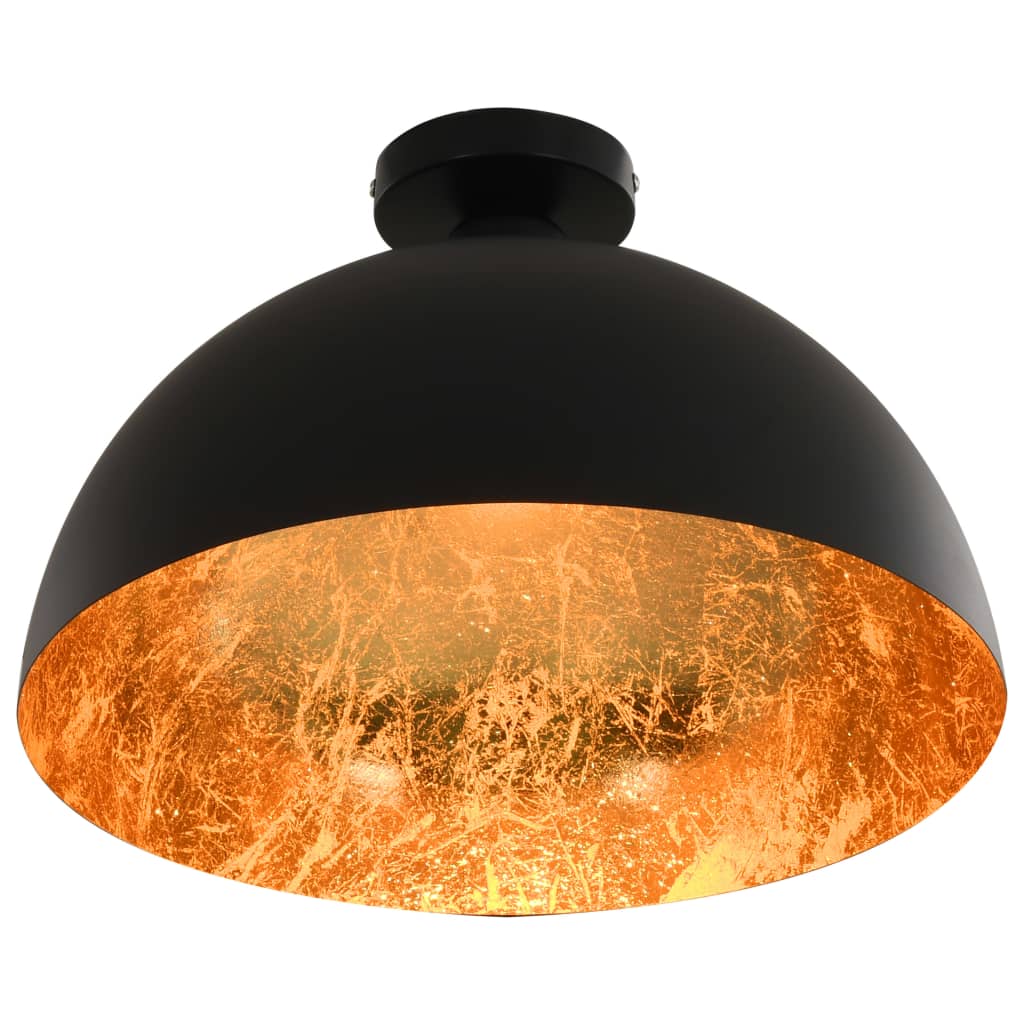 loftslamper 2 stk. halvkugle E27 sort og guldfarvet