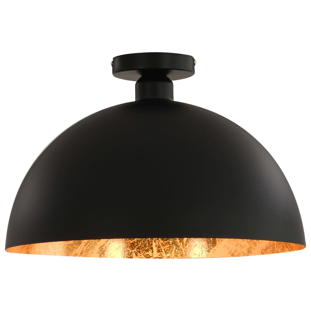 loftslamper 2 stk. halvkugle E27 sort og guldfarvet