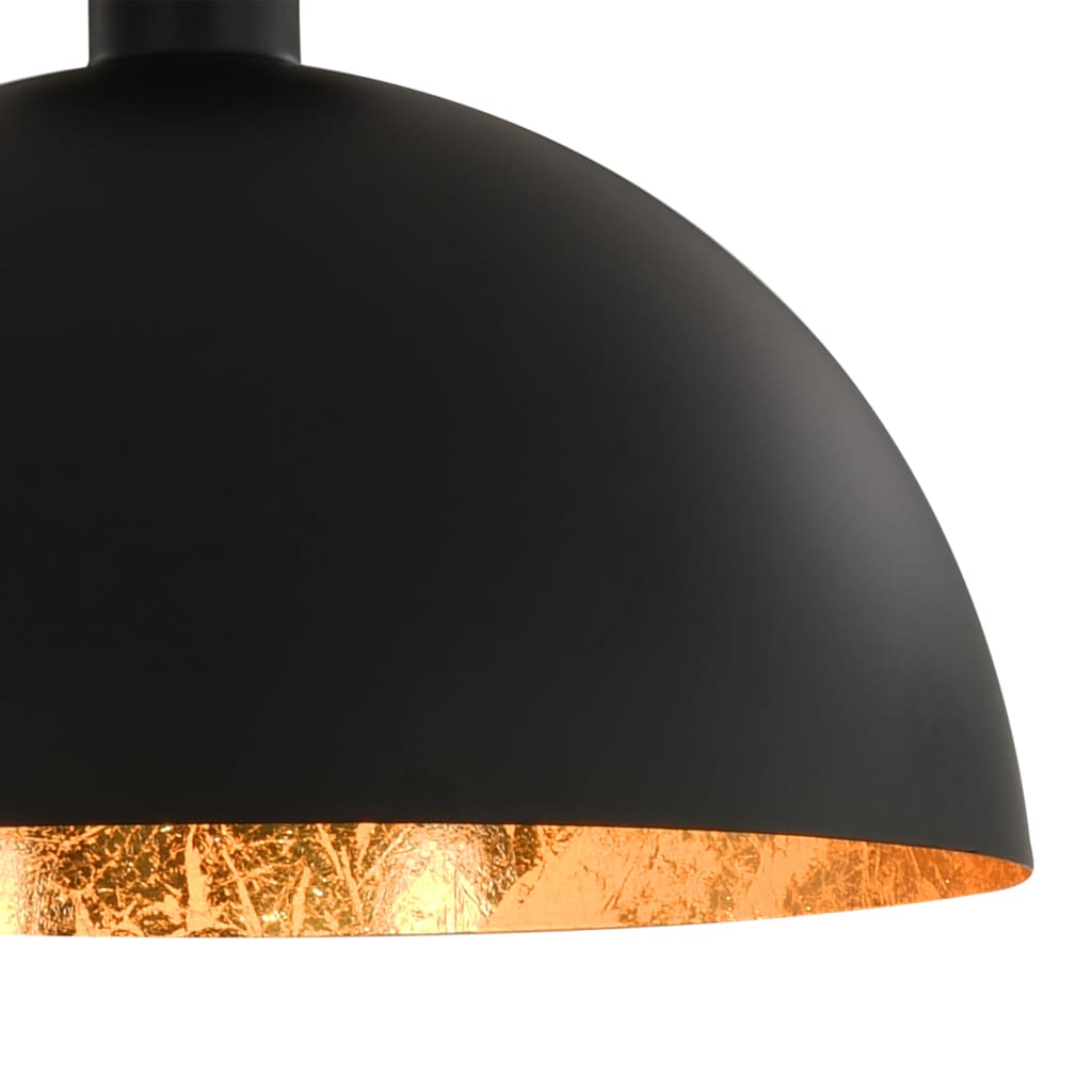 loftslamper 2 stk. halvkugle E27 sort og guldfarvet