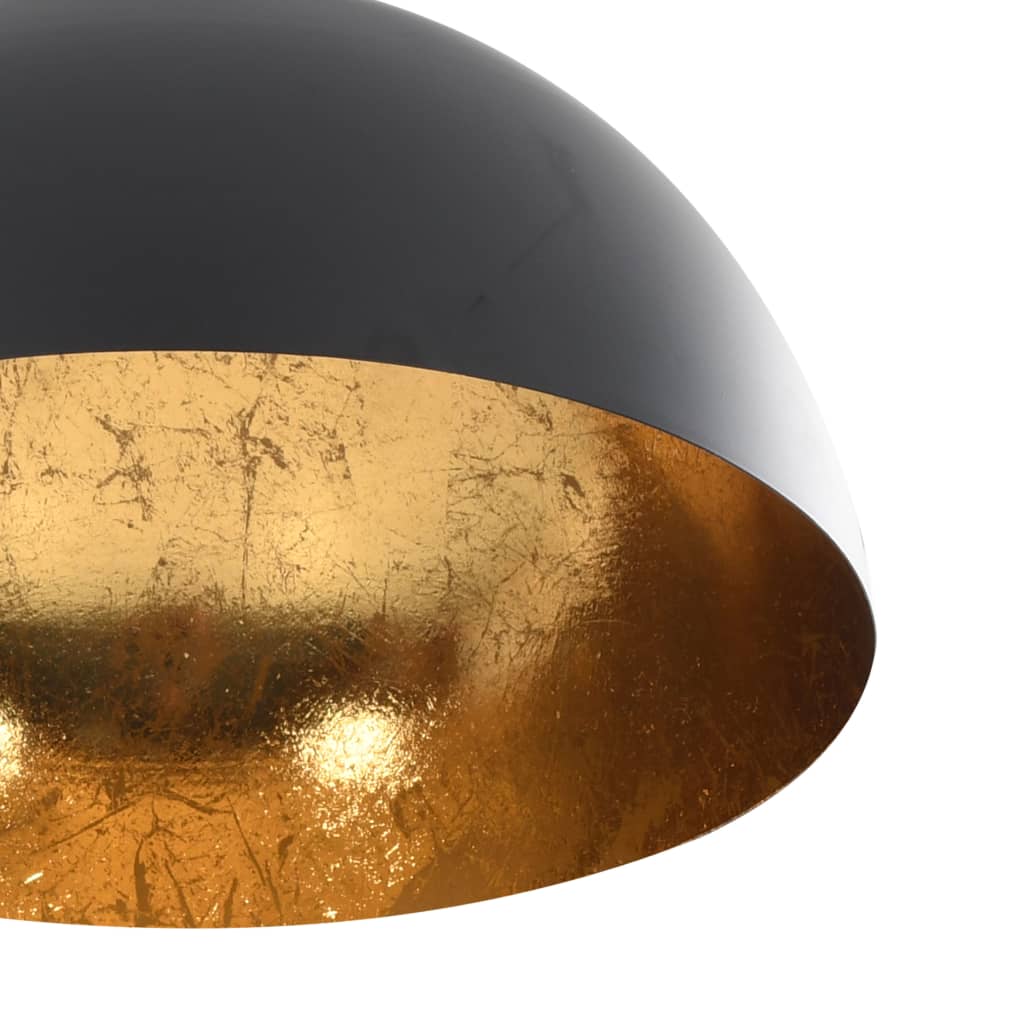 loftslamper 2 stk. halvkugle E27 sort og guldfarvet